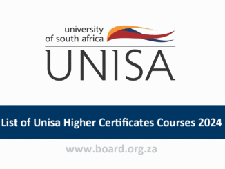 List of Unisa Higher Certificates Courses 2024
