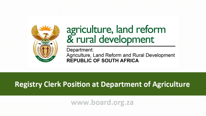 Registry Clerk Position at Department of Agriculture