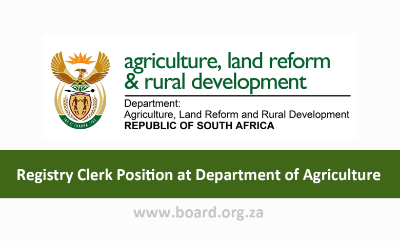 Registry Clerk Position at Department of Agriculture