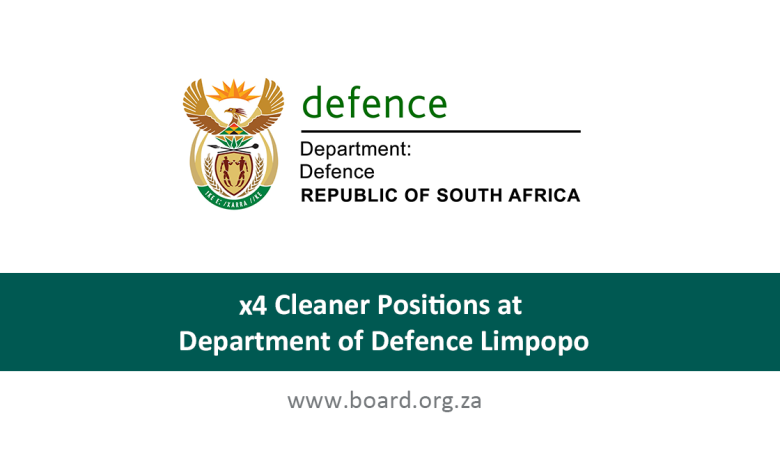 x4 Cleaner Positions at Department of Defence Limpopo