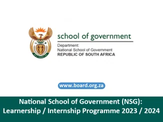 National School of Government (NSG): Learnership / Internship Programme 2023 / 2024