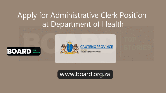 Apply for Administrative Clerk Position at Department of Health