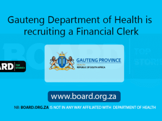 Gauteng Department of Health is recruiting a Financial Clerk