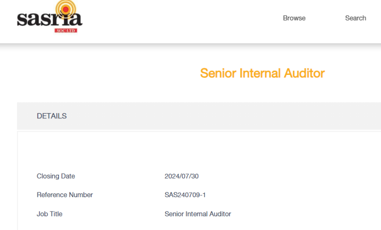 Sasria is looking for a Senior Internal Auditor