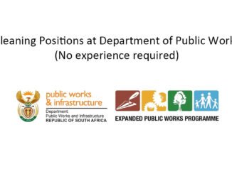Cleaning Positions at Department of Public Works (No experience required)