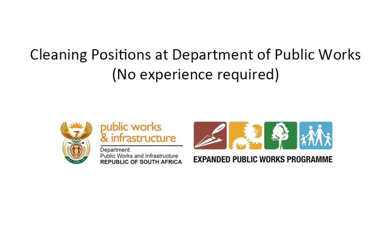 Cleaning Positions at Department of Public Works (No experience required)