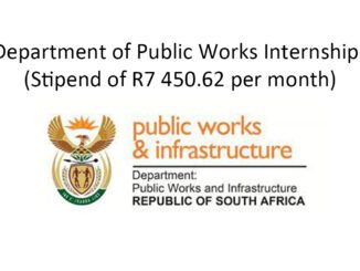 Department of Public Works Internships (Stipend of R7 450.62 per month)