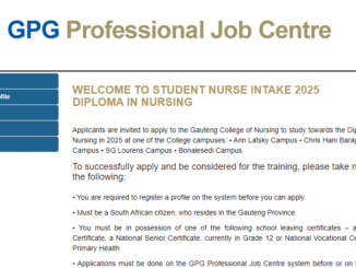 Gauteng College of Nursing Student Nurse Intake 2025