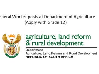 General Worker posts at Department of Agriculture (Apply with Grade 12)