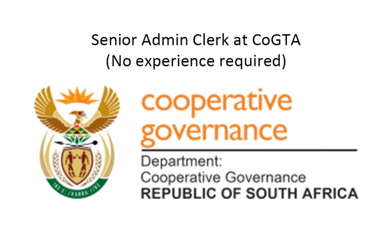 Senior Admin Clerk at CoGTA (No experience required)