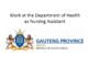 Work at the Department of Health as Nursing Assistant