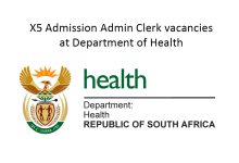 X5 Admission Admin Clerk vacancies at Department of Health