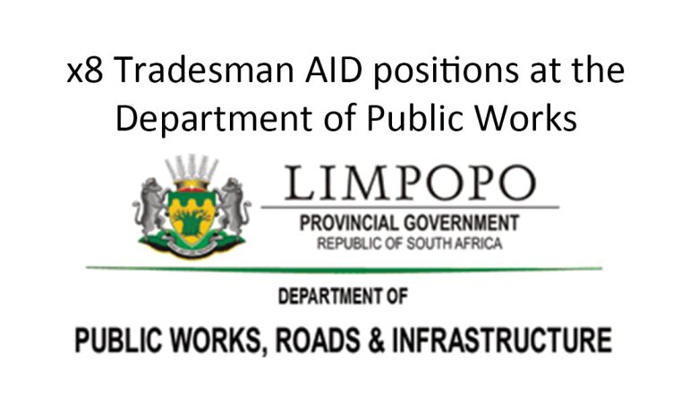 x8 Tradesman AID positions at the Department of Public Works