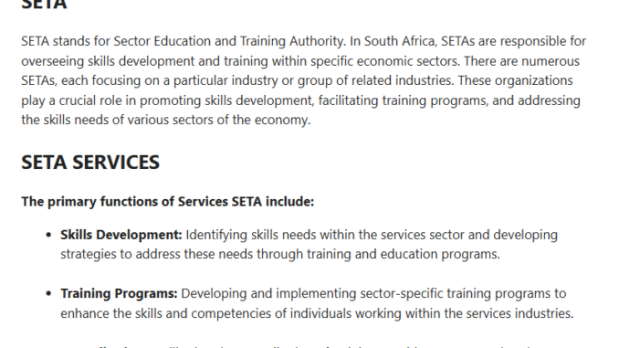 SETA Learnerships 2025 Online Application