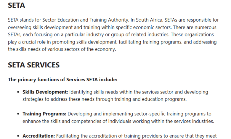 SETA Learnerships 2025 Online Application