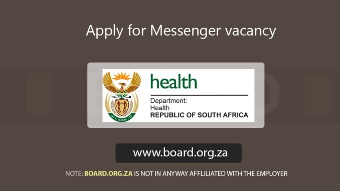 Apply for Messenger vacancy at the Department of Health