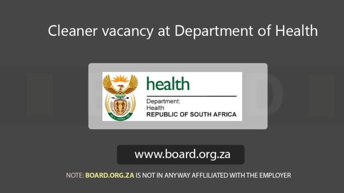 Cleaner vacancy at Department of Health and Wellness
