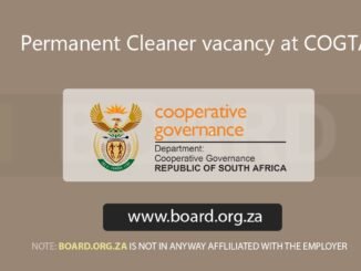 Permanent Cleaner vacancy at COGTA
