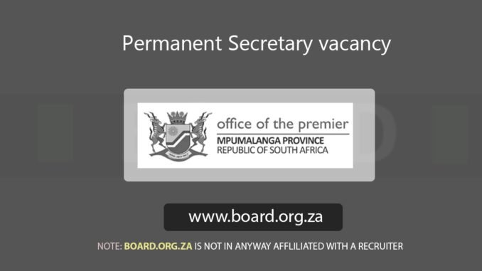 Permanent Secretary vacancy at the Office of the Premier