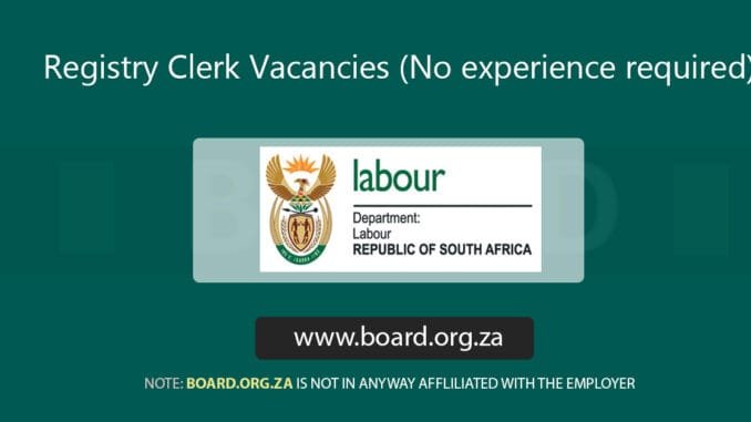 Registry Clerk Vacancies (No experience required)